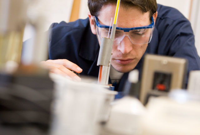 Student in chemistry lab