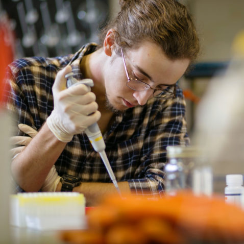 Student in chemistry lab