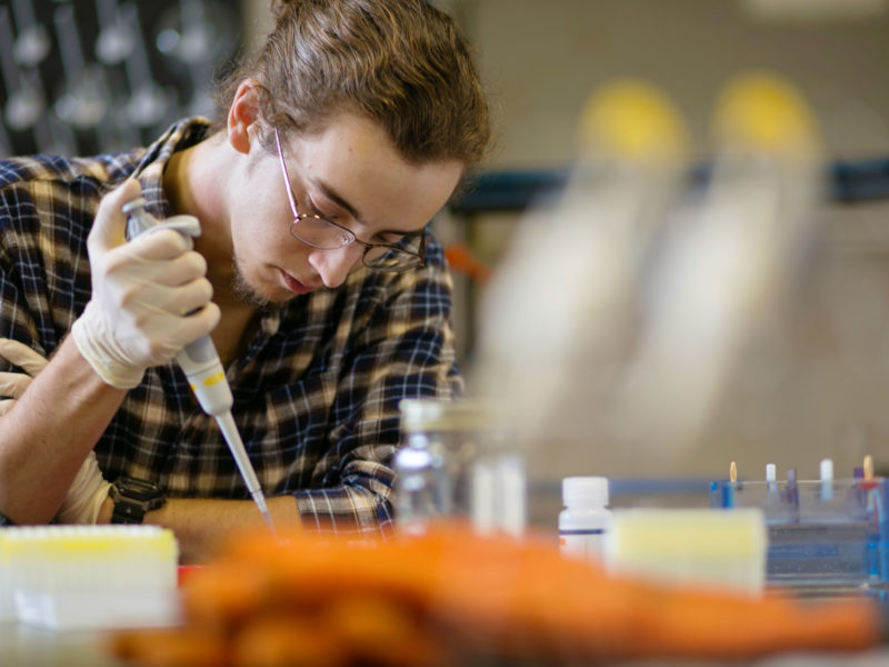 Student in chemistry lab