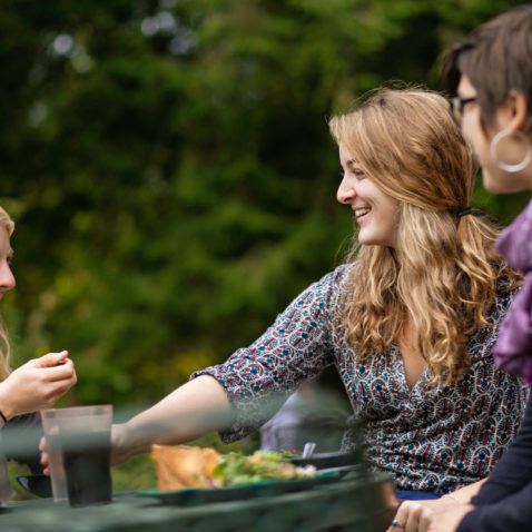 Students on Gladfelter patio