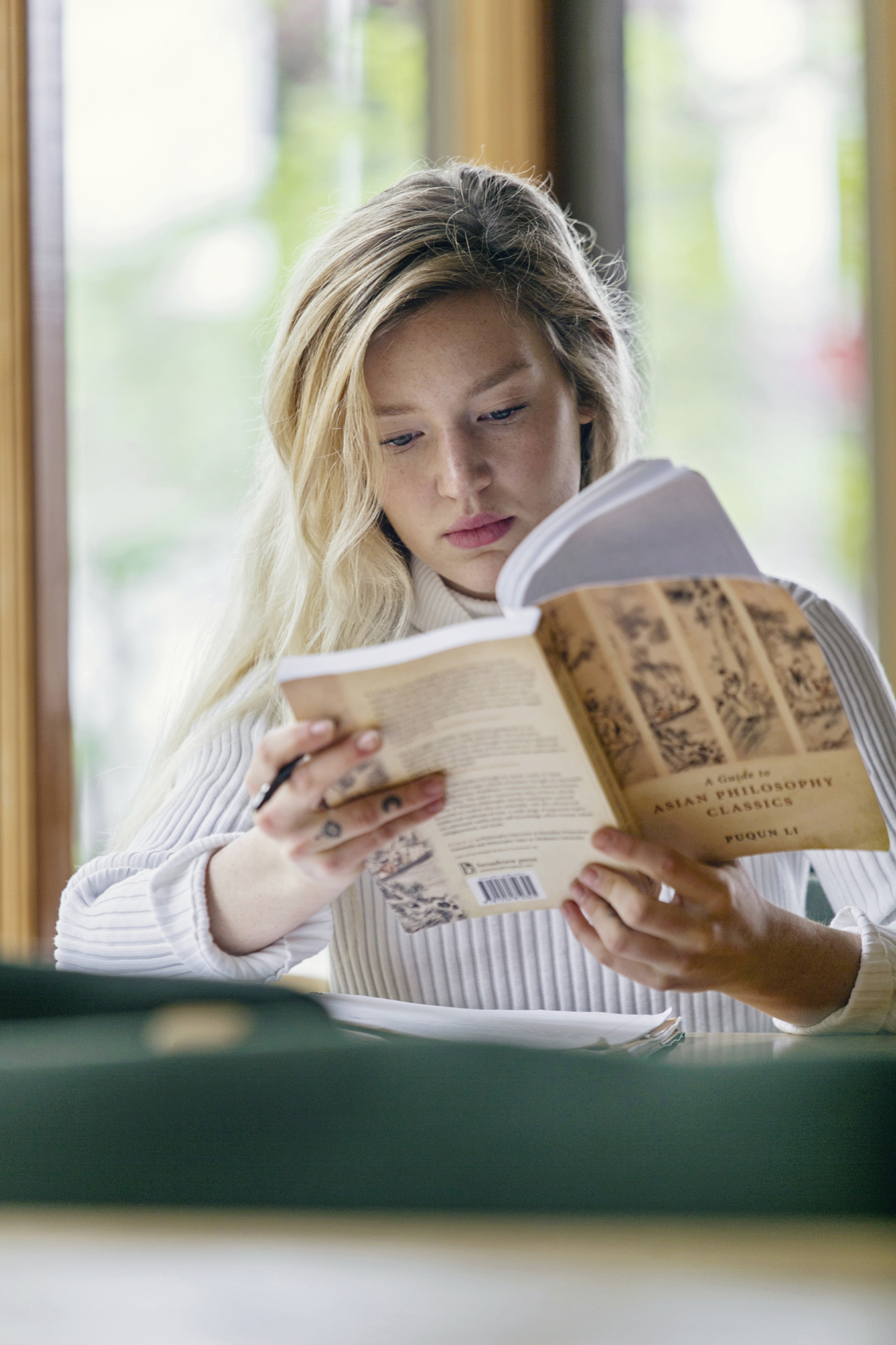 Student studying in the library