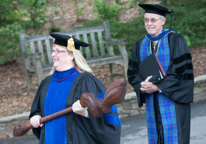 Dean Paula Garret and President Sandy Pfeiffer at 2011 Commencement