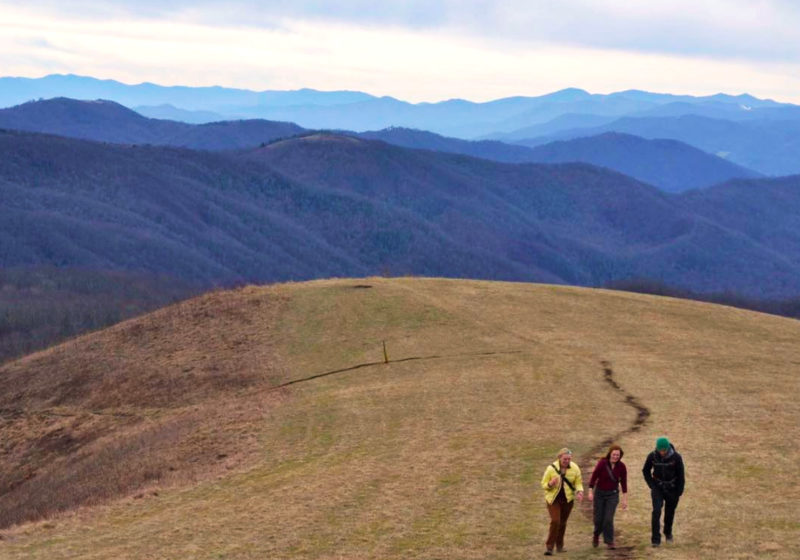 Hikers on mountain bald