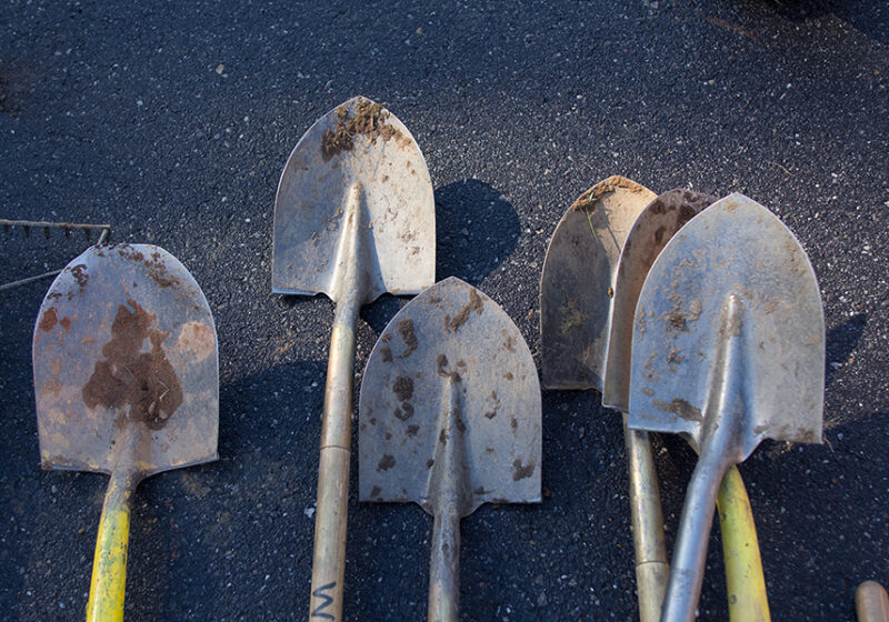 a group of shovels