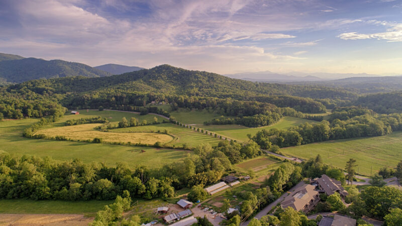 Aerial Landscape - Jones Mountain, Farm, and Garden