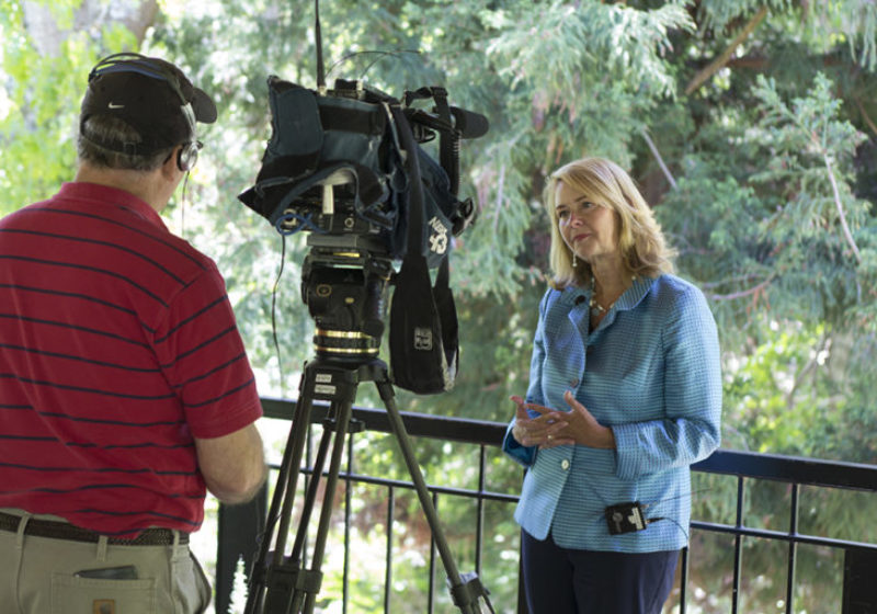 Incoming Warren Wilson College President Lynn Morton speaks with Bill Evans of WLOS ABC 13.
