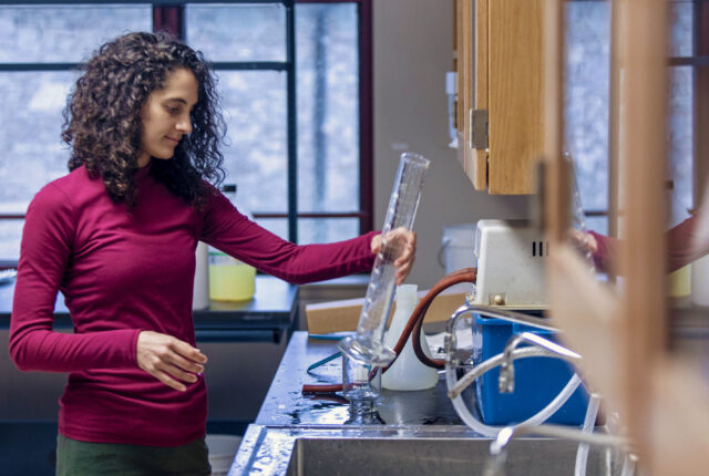 Student works in a lab