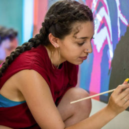 Student painting mural