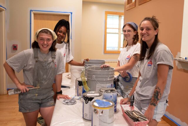 Paint Crew Students mixing paints