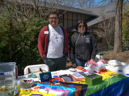 Queer Resource Center Staff tabling at Accepted Students day