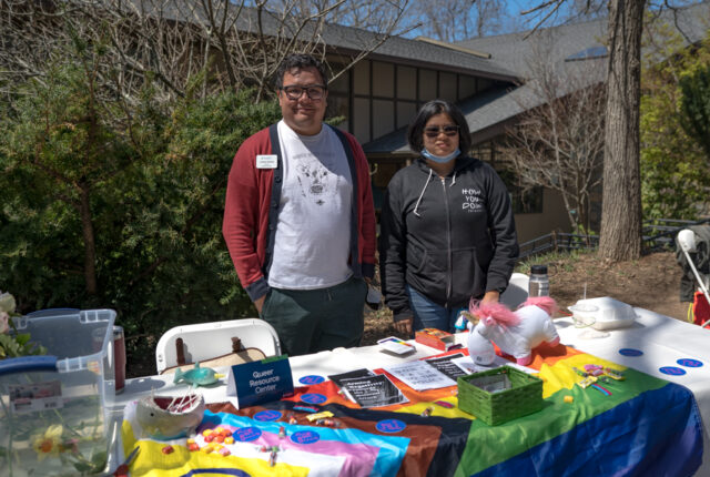 Queer Resource Center Staff tabling at Accepted Students day