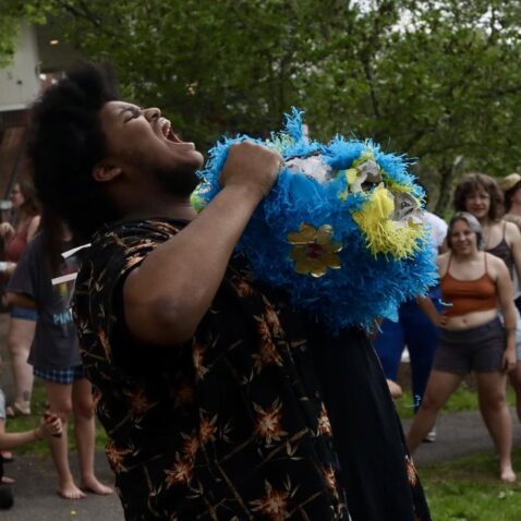 Student Rips open a piñata