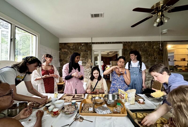 Students making traditional Arabic Easter cookies for Orthodox Easter