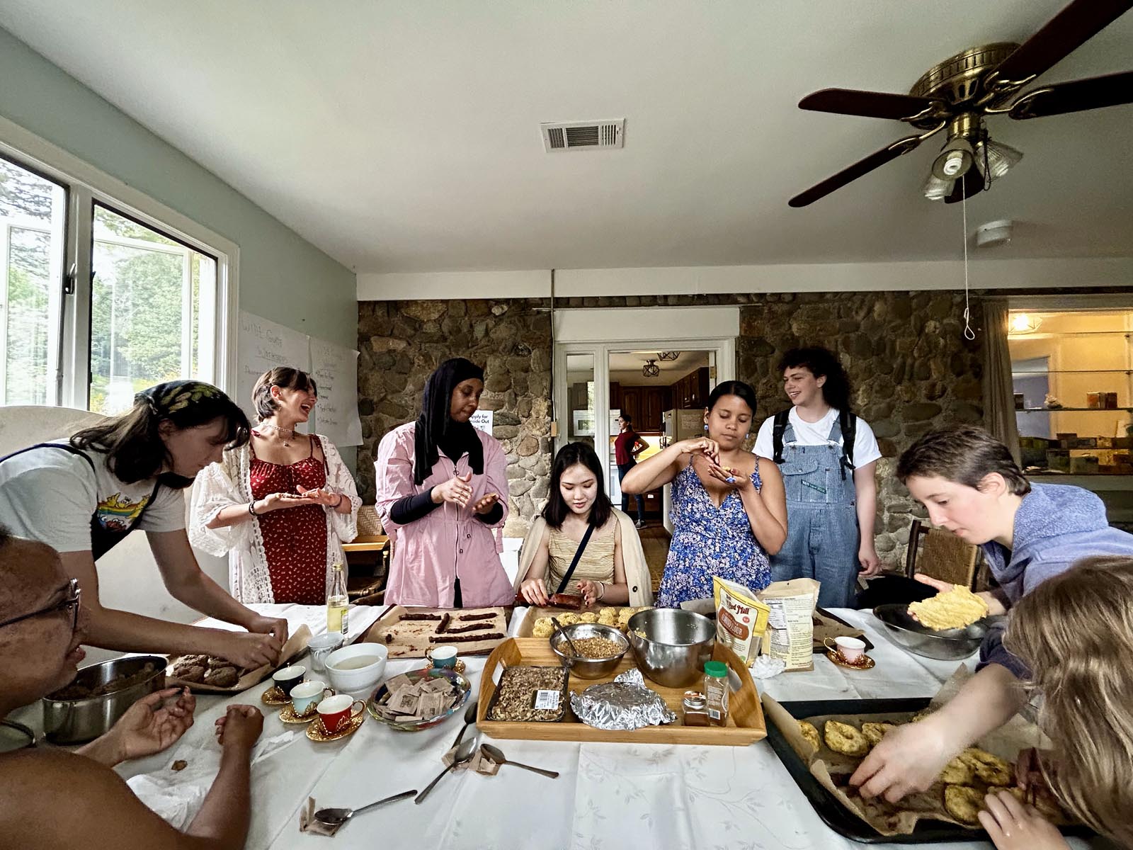 Students making traditional Arabic Easter cookies for Orthodox Easter