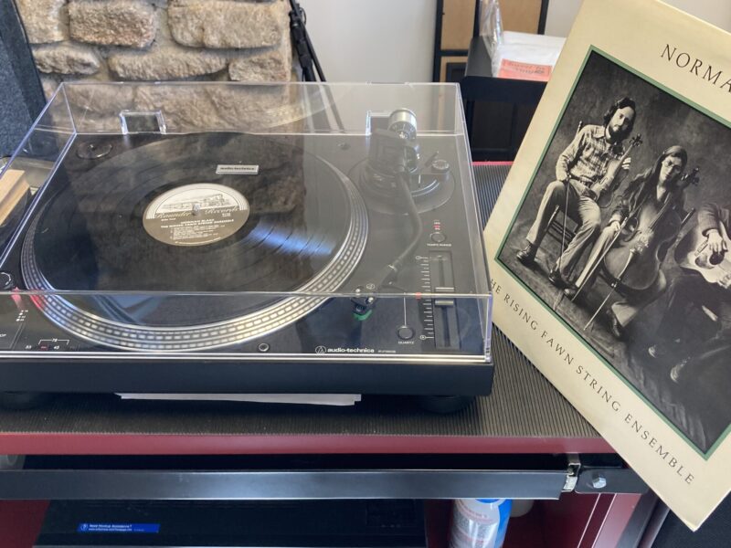 Photo of record player and Norman Blake record.