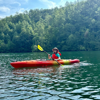 Dr. Melissa Booth kayaking.